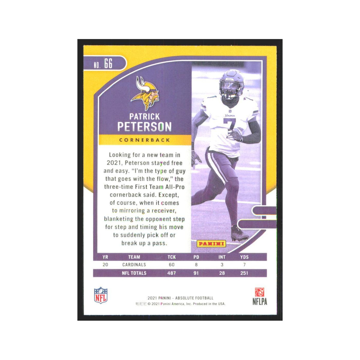 2021 Panini Absolute Patrick Peterson Vikings #66