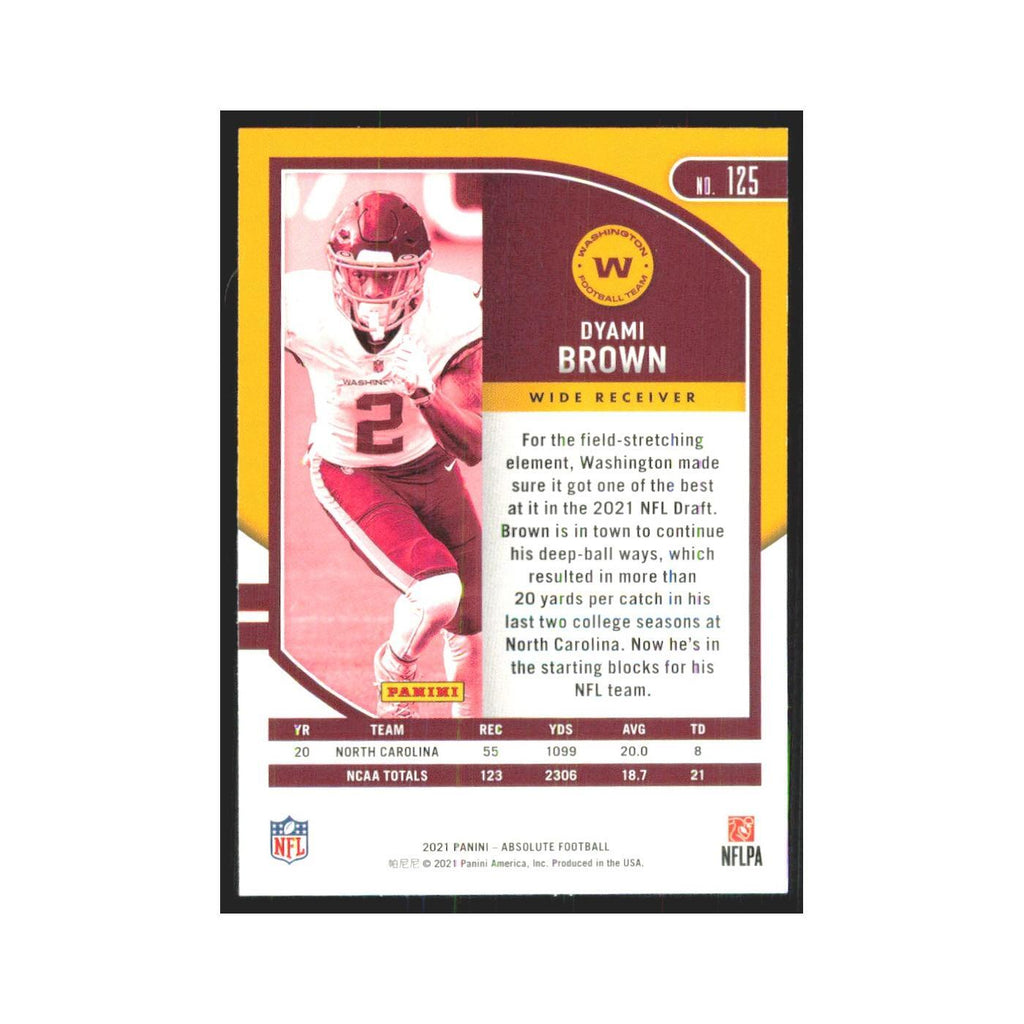2021 Panini Absolute Dyami Brown RC Washington Football Team #125