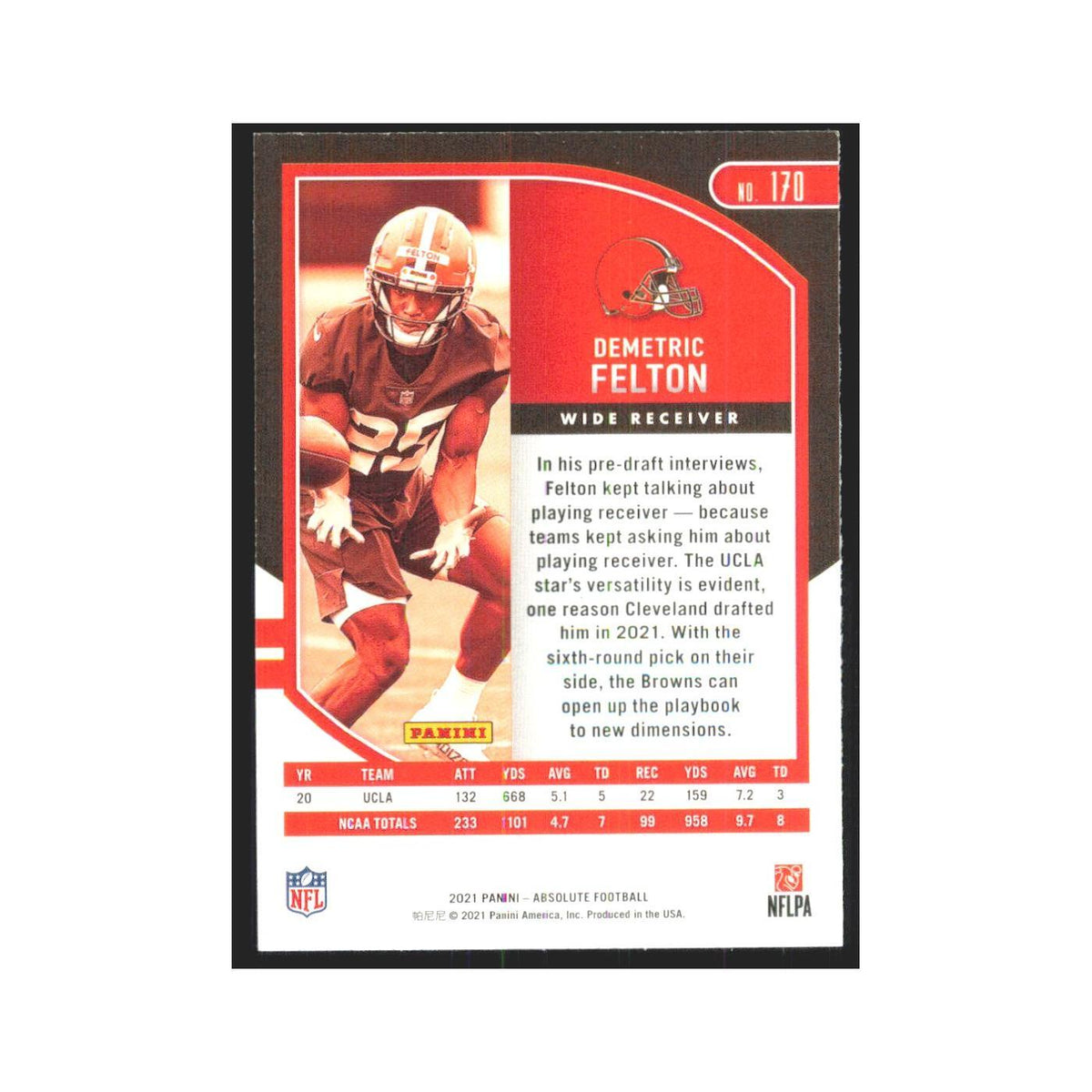 2021 Panini Absolute Demetric Felton RC Browns #170