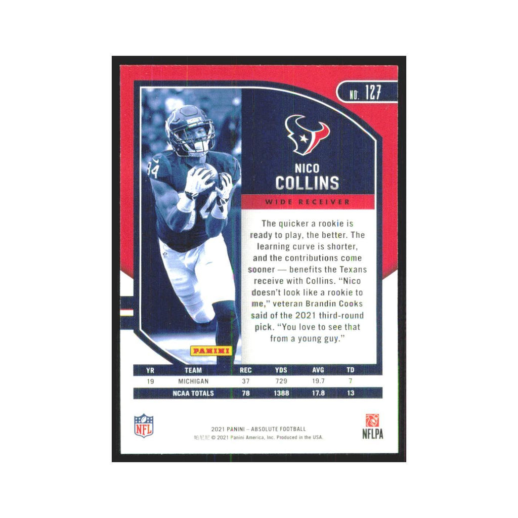 2021 Panini Absolute Nico Collins RC Texans #127