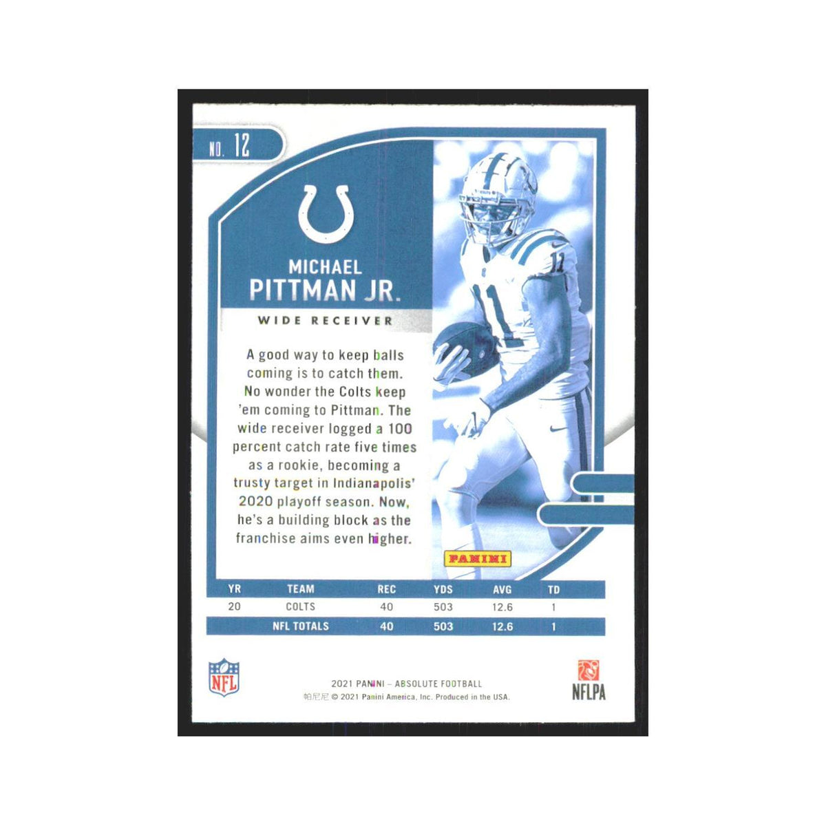 2021 Panini Absolute Michael Pittman Jr. Colts #12