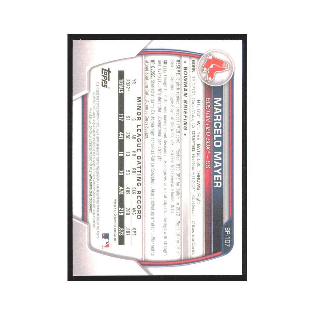 Marcelo Mayer 2023 Bowman Prospects #BP-107 Boston Red Sox Baseball Card NM