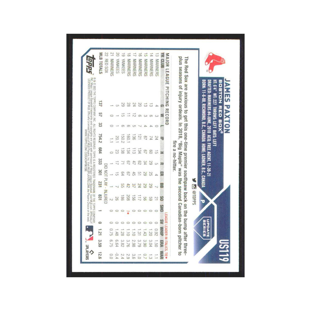 James Paxton 2023 Topps Update #US119 Boston Red Sox Baseball Card NM