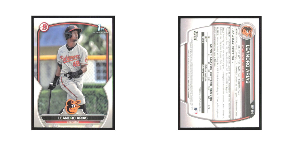 Leandro Arias 2023 Bowman Prospects #BP-84 Baltimore Orioles Baseball Card NM
