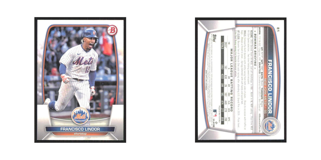 Francisco Lindor 2023 Bowman #81 New York Mets Baseball Card NM