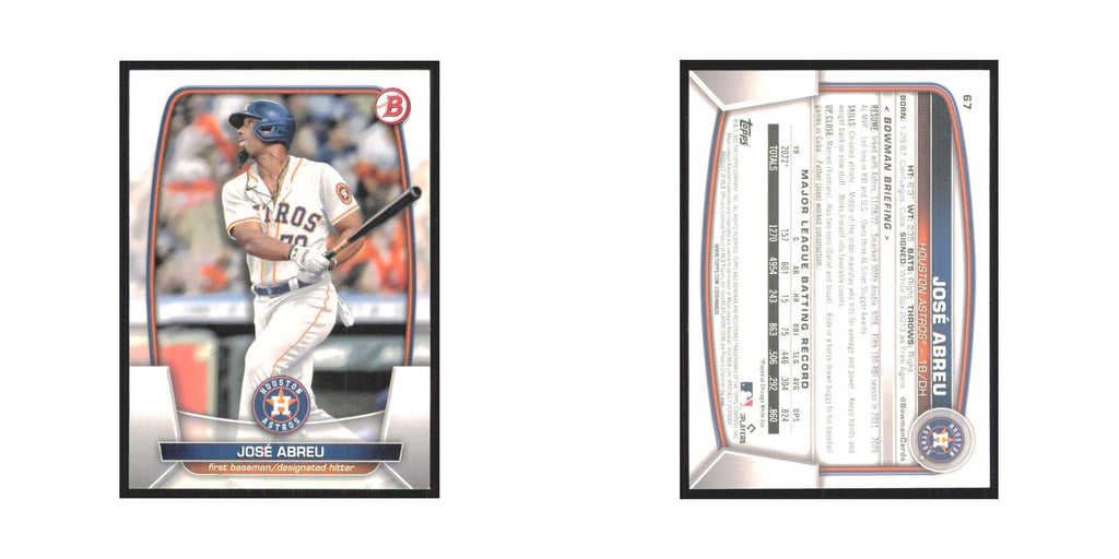 Jose Abreu 2023 Bowman #67 Houston Astros Baseball Card NM