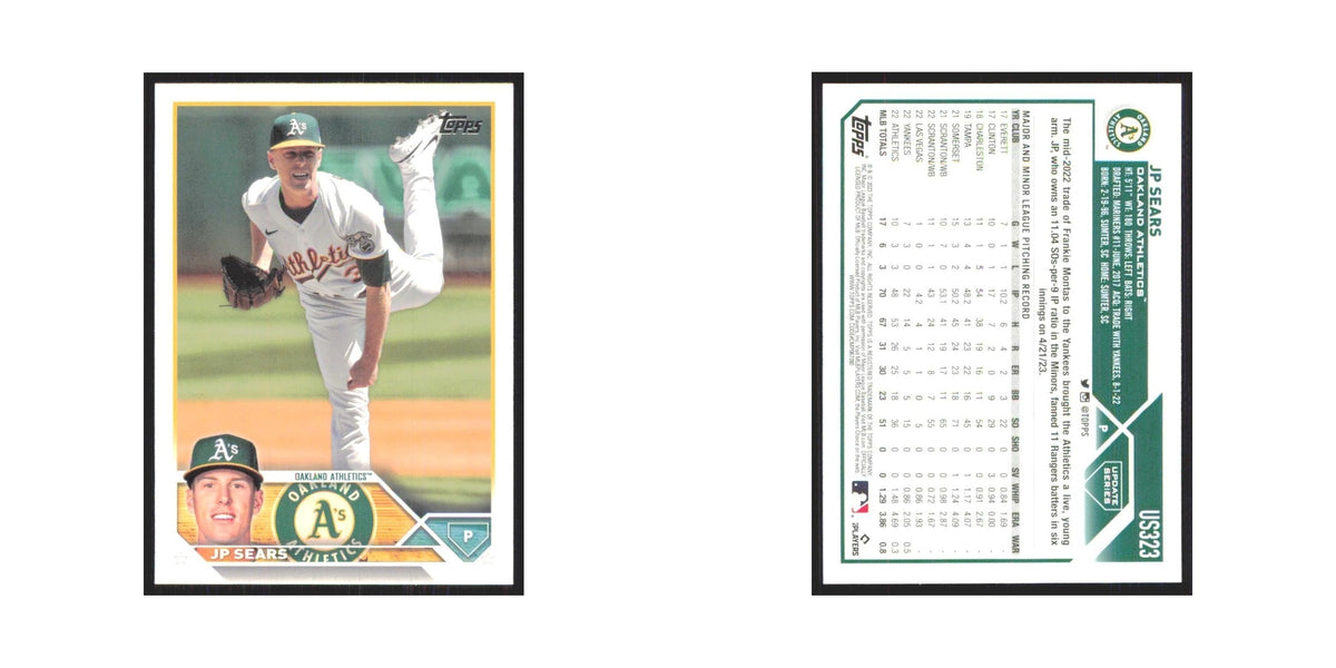 JP Sears 2023 Topps Update #US323 Oakland Athletics Baseball Card NM