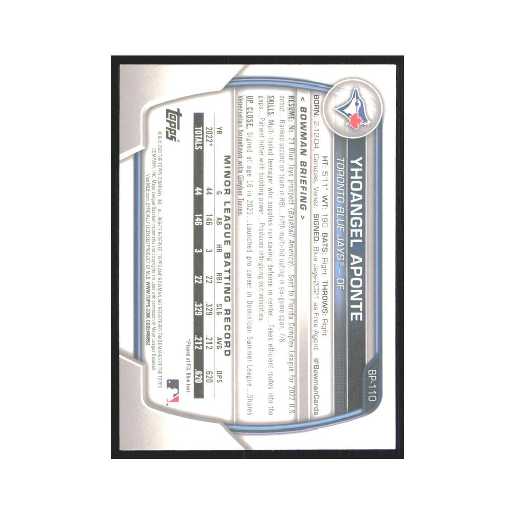 Yhoangel Aponte 2023 Bowman Prospects #BP-110 Toronto Blue Jays Baseball Card NM