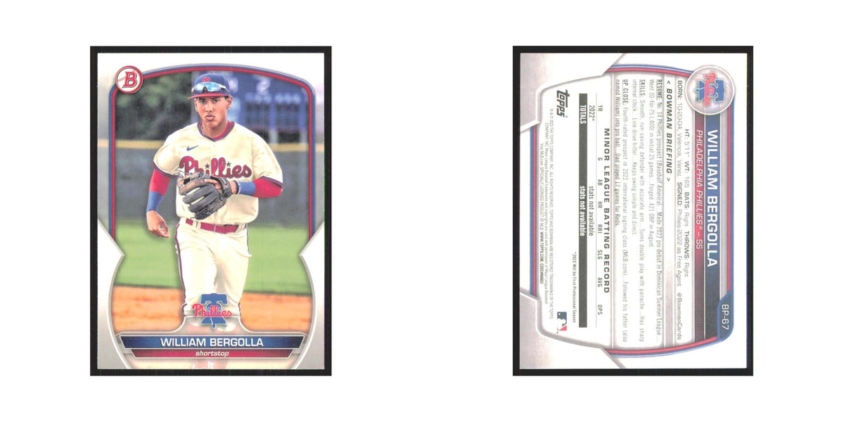 William Bergolla 2023 Bowman Prospects #BP-67 Philadelphia Phillies NM