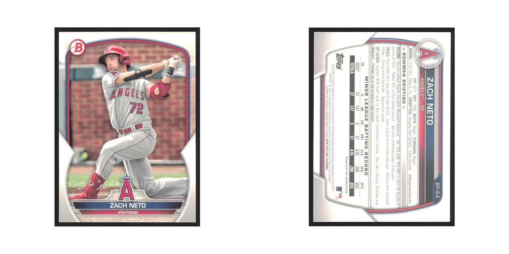 Zach Neto 2023 Bowman Prospects #BP-64 Los Angeles Angels Baseball Card NM