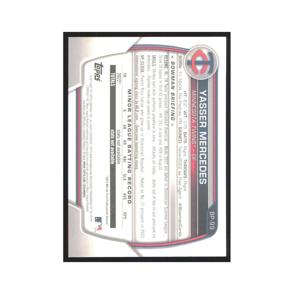 Yasser Mercedes 2023 Bowman Prospects #BP-99 Minnesota Twins Baseball Card NM