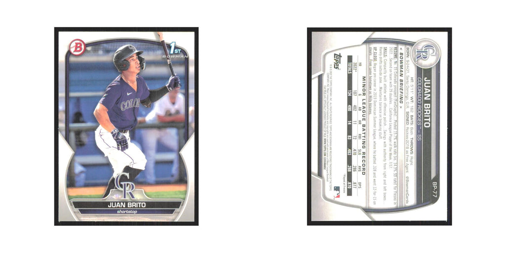 Juan Brito 2023 Bowman Prospects #BP-77 Colorado Rockies Baseball Card NM