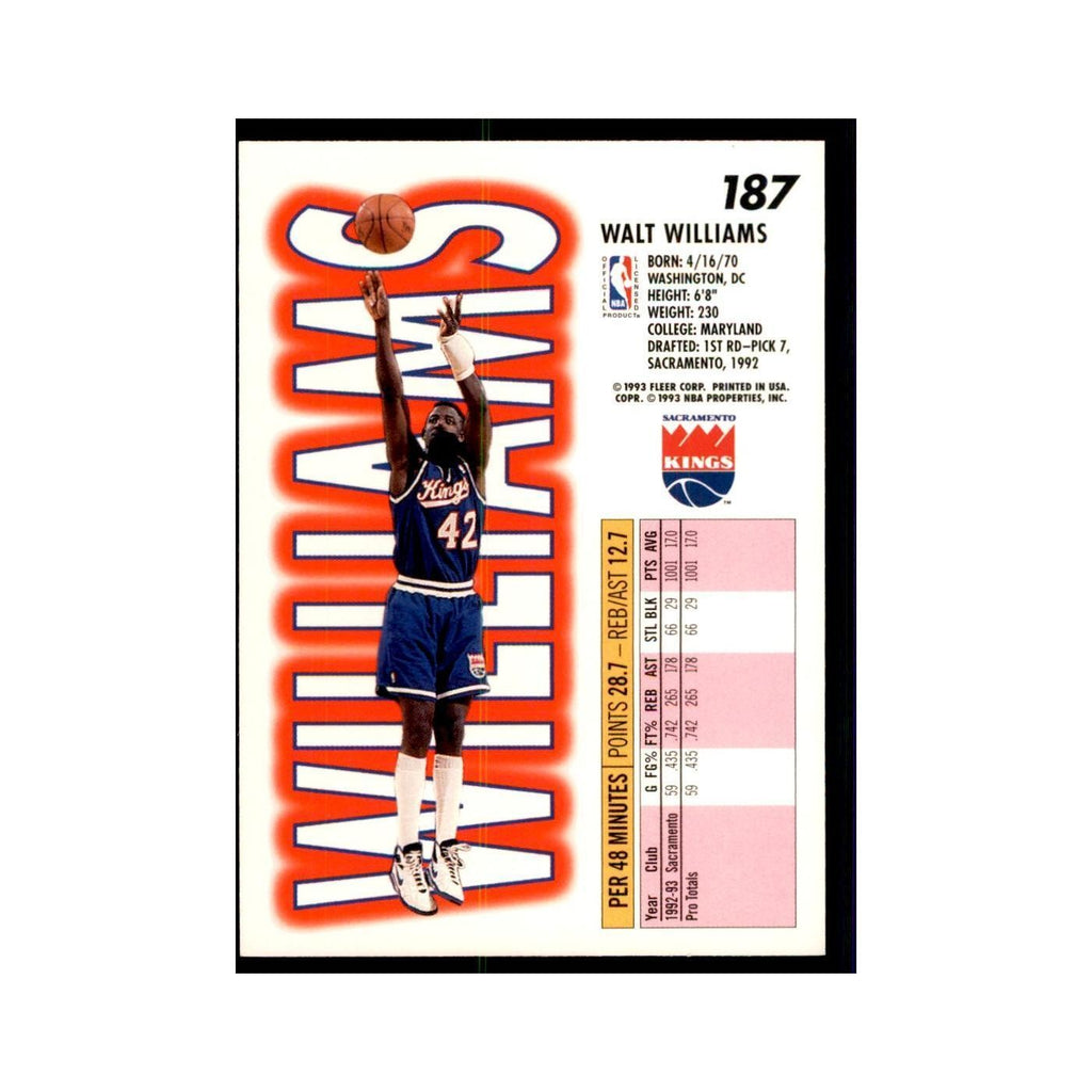 1993 Fleer Walt Williams Basketball Cards #187