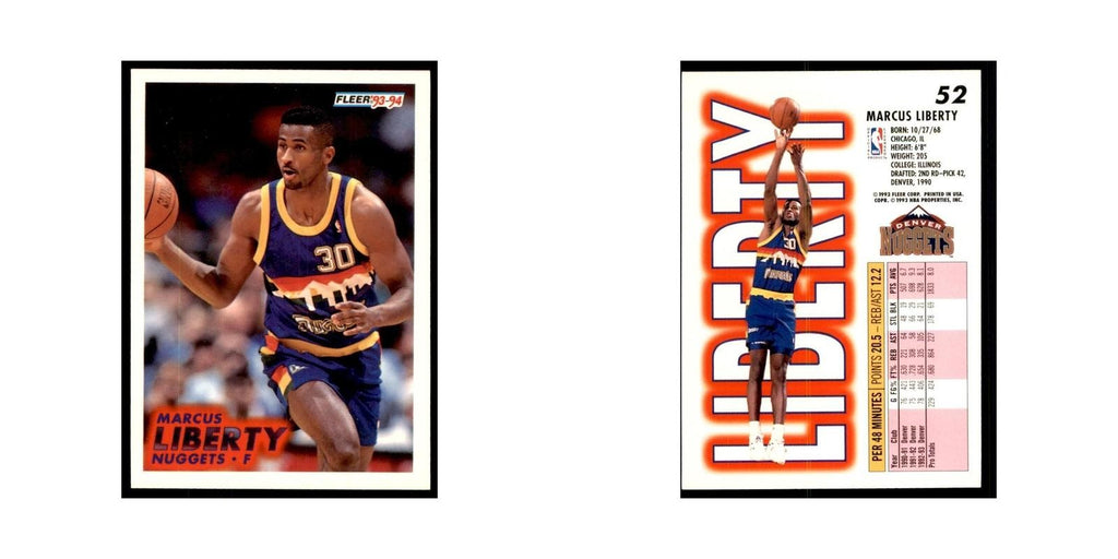 1993 Fleer Marcus Liberty Basketball Cards #52