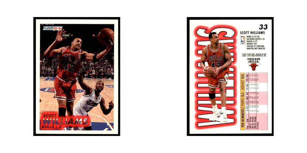 1993 Fleer Scott Williams Basketball Cards #33