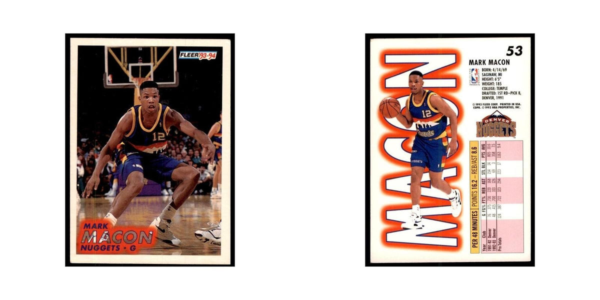 1993 Fleer Mark Macon Basketball Cards #53