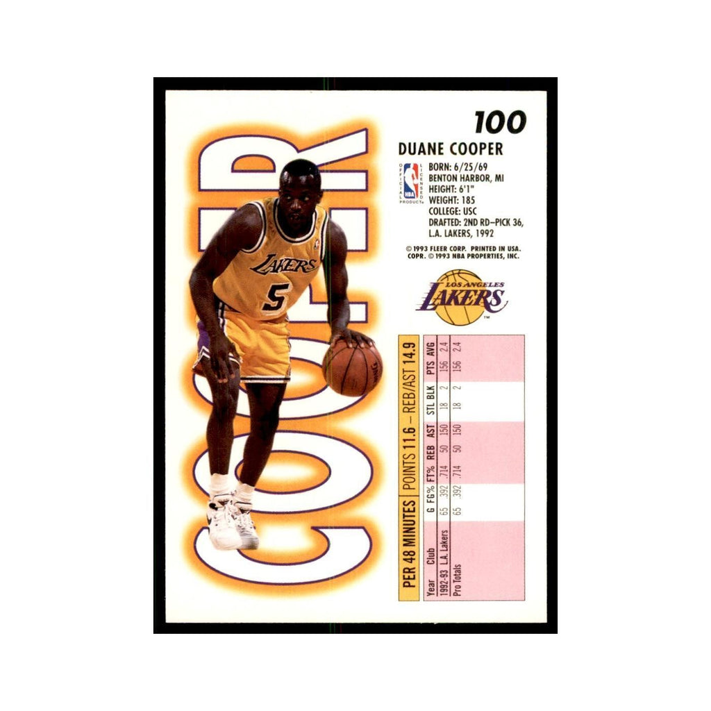 1993 Fleer Duane Cooper Basketball Cards #100