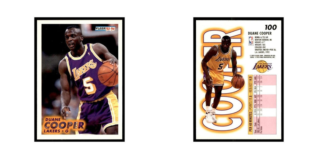 1993 Fleer Duane Cooper Basketball Cards #100