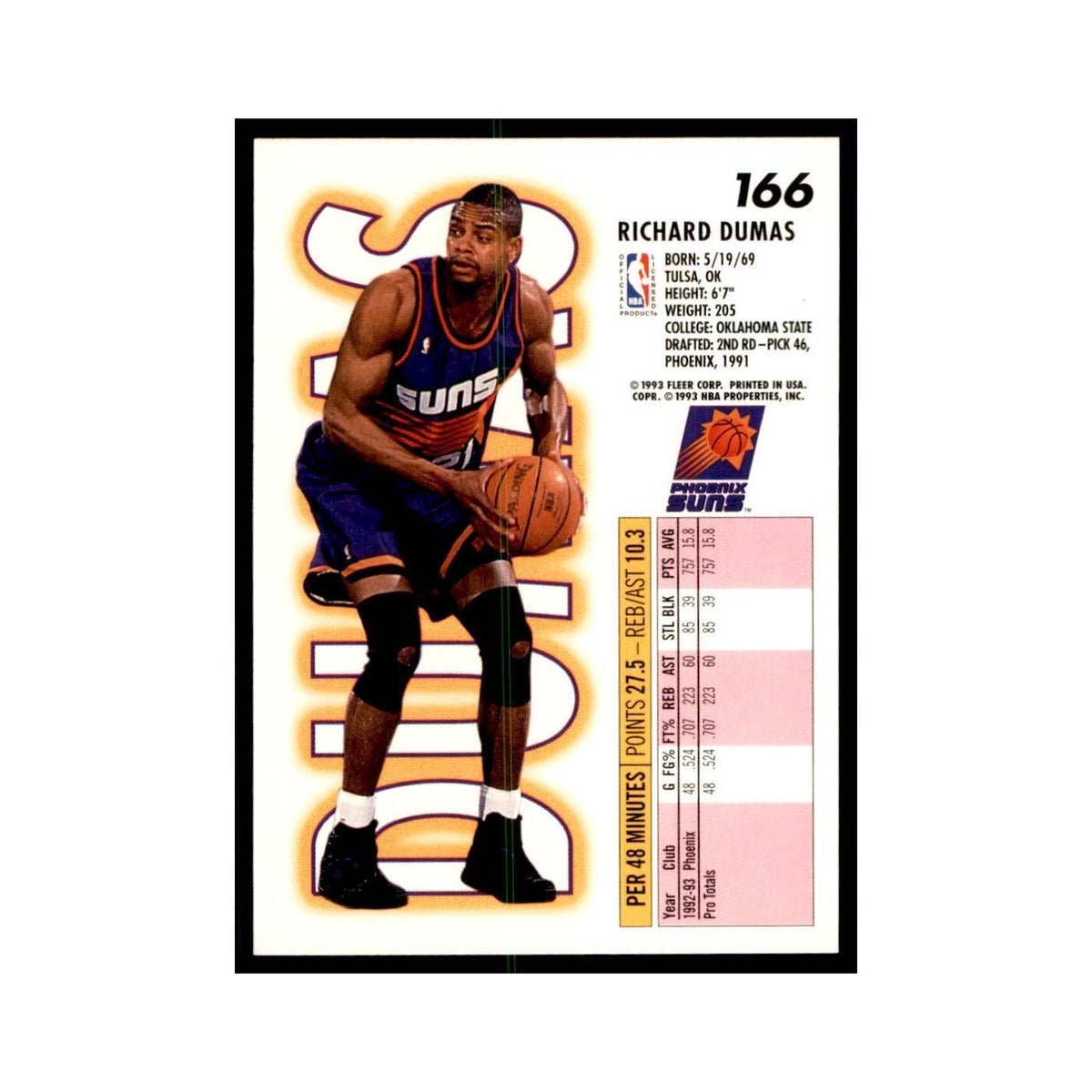 1993 Fleer Richard Dumas Basketball Cards #166