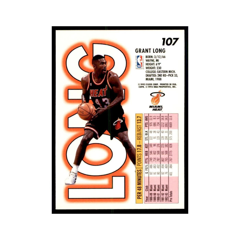 1993 Fleer Grant Long Basketball Cards #107