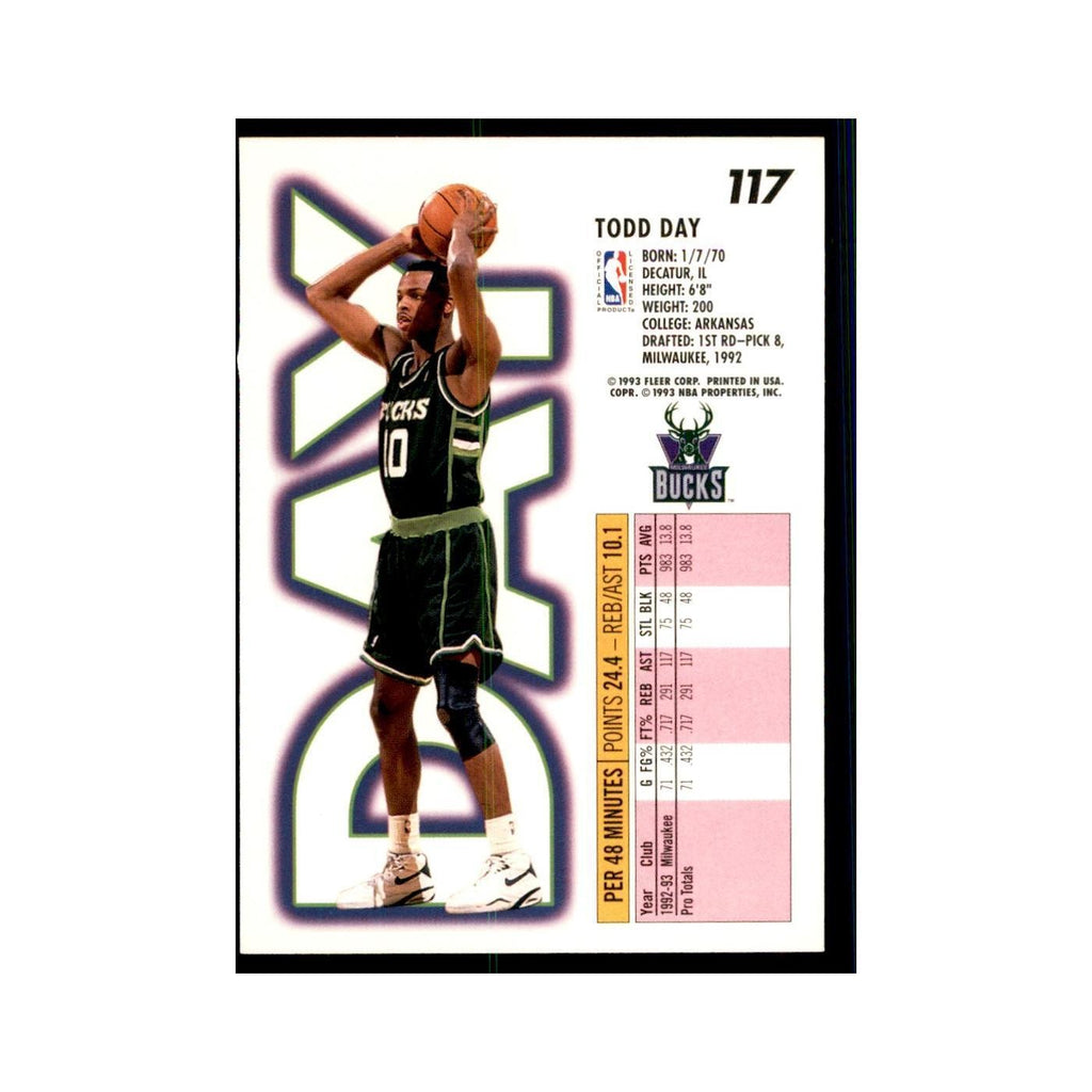 1993 Fleer Todd Day Basketball Cards #117