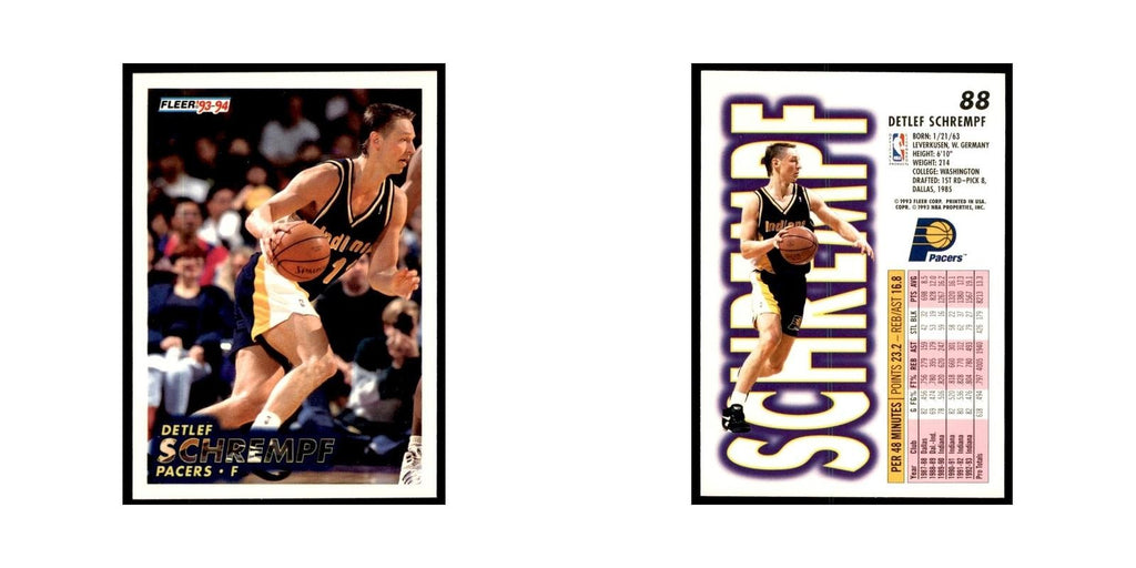 1993 Fleer Detlef Schrempf Basketball Cards #88