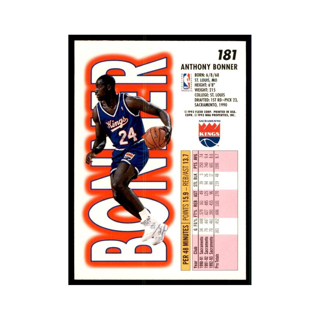 1993 Fleer Anthony Bonner Basketball Cards #181