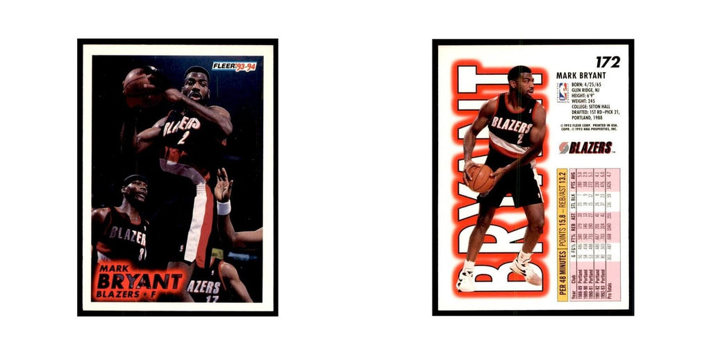 1993 Fleer Mark Bryant Basketball Cards #172