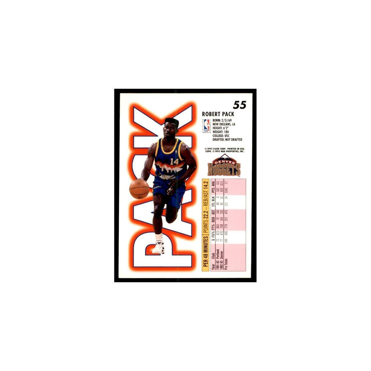 1993 Fleer Robert Pack Basketball Cards #55