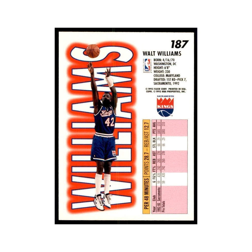 1993 Fleer Walt Williams Basketball Cards #187