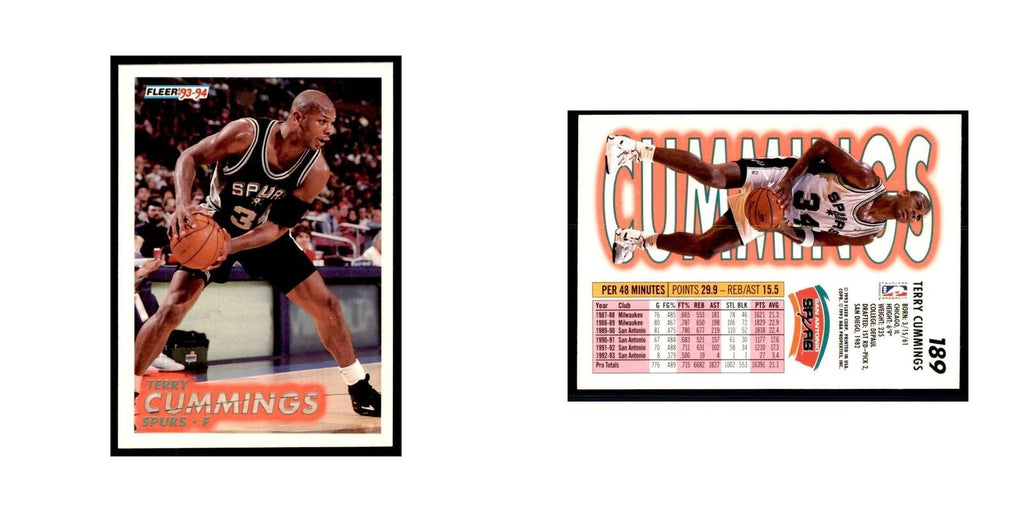 1993 Fleer Terry Cummings Basketball Cards #189