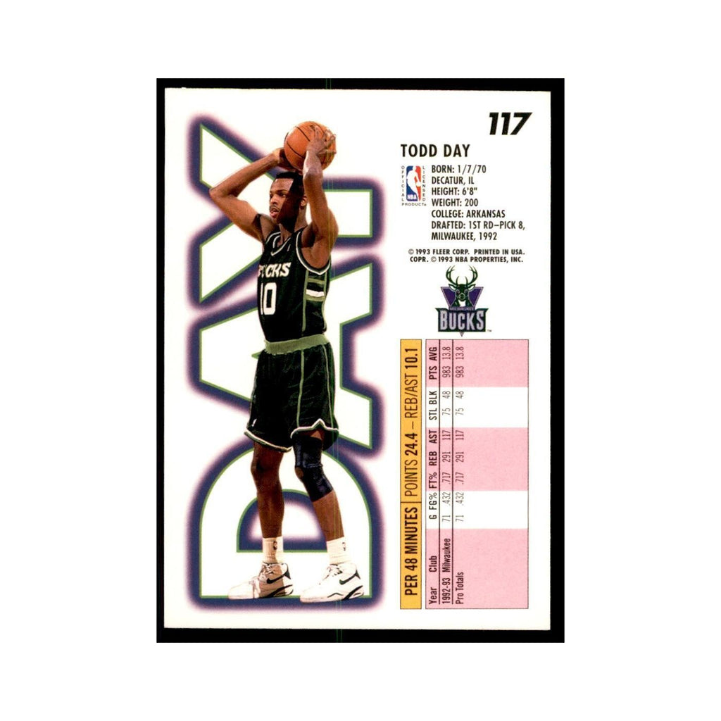 1993 Fleer Todd Day Basketball Cards #117