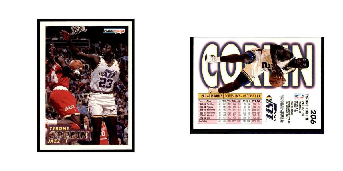 1993 Fleer Tyrone Corbin Basketball Cards #206
