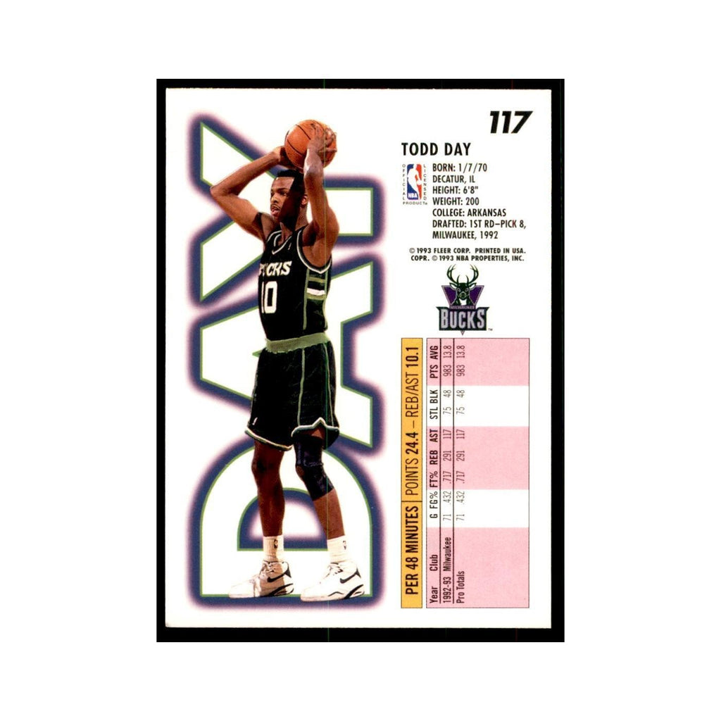 1993 Fleer Todd Day Basketball Cards #117
