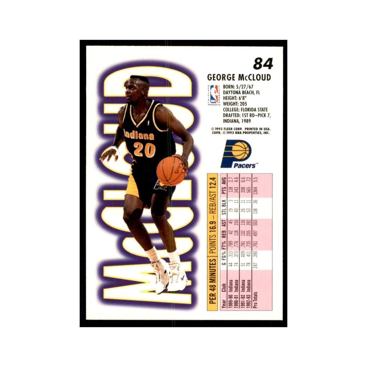 1993 Fleer George McCloud Basketball Cards #84