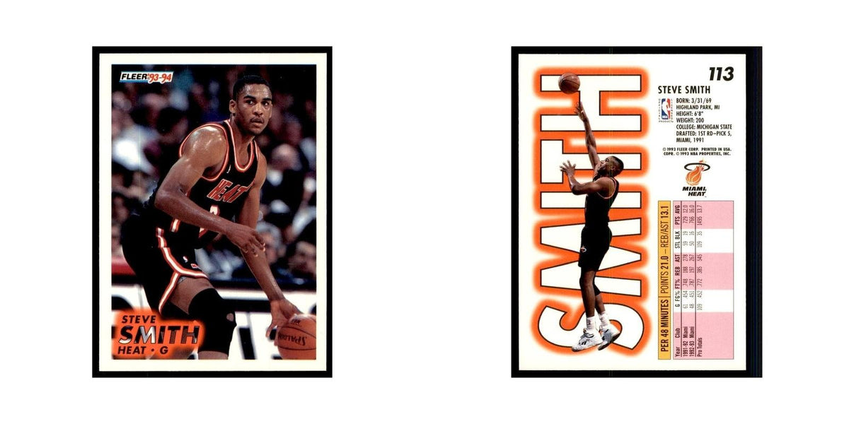 1993 Fleer Steve Smith Basketball Cards #113