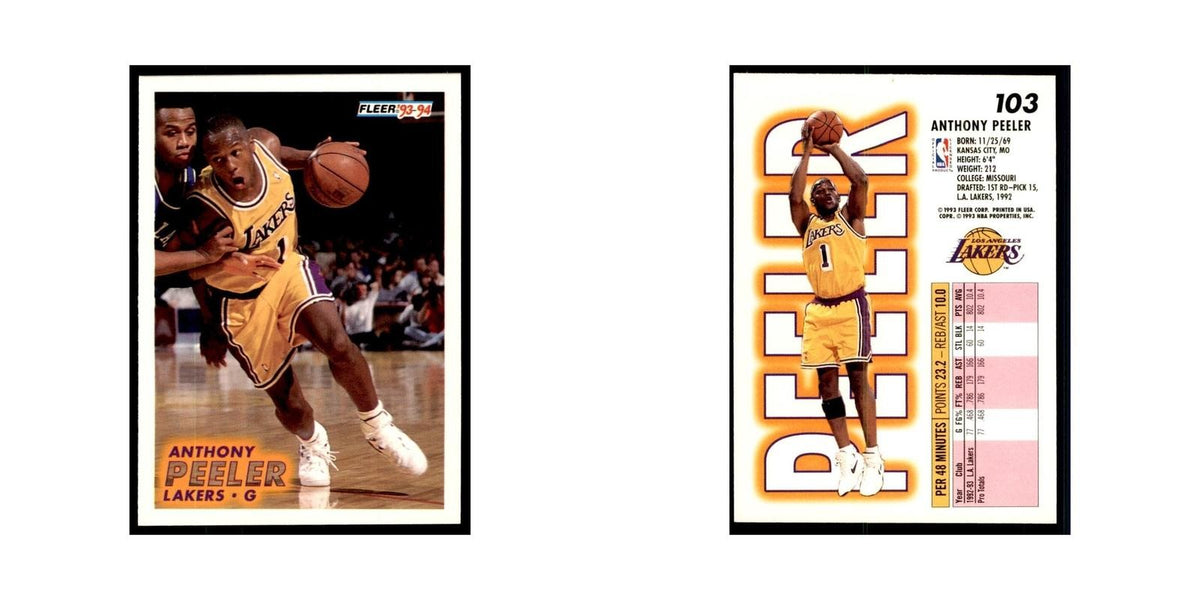 1993 Fleer Anthony Peeler Basketball Cards #103