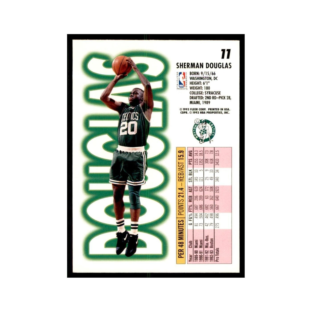 1993 Fleer Sherman Douglas Basketball Cards #11