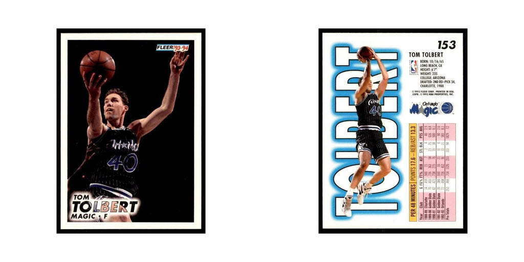 1993 Fleer Tom Tolbert Basketball Cards #153