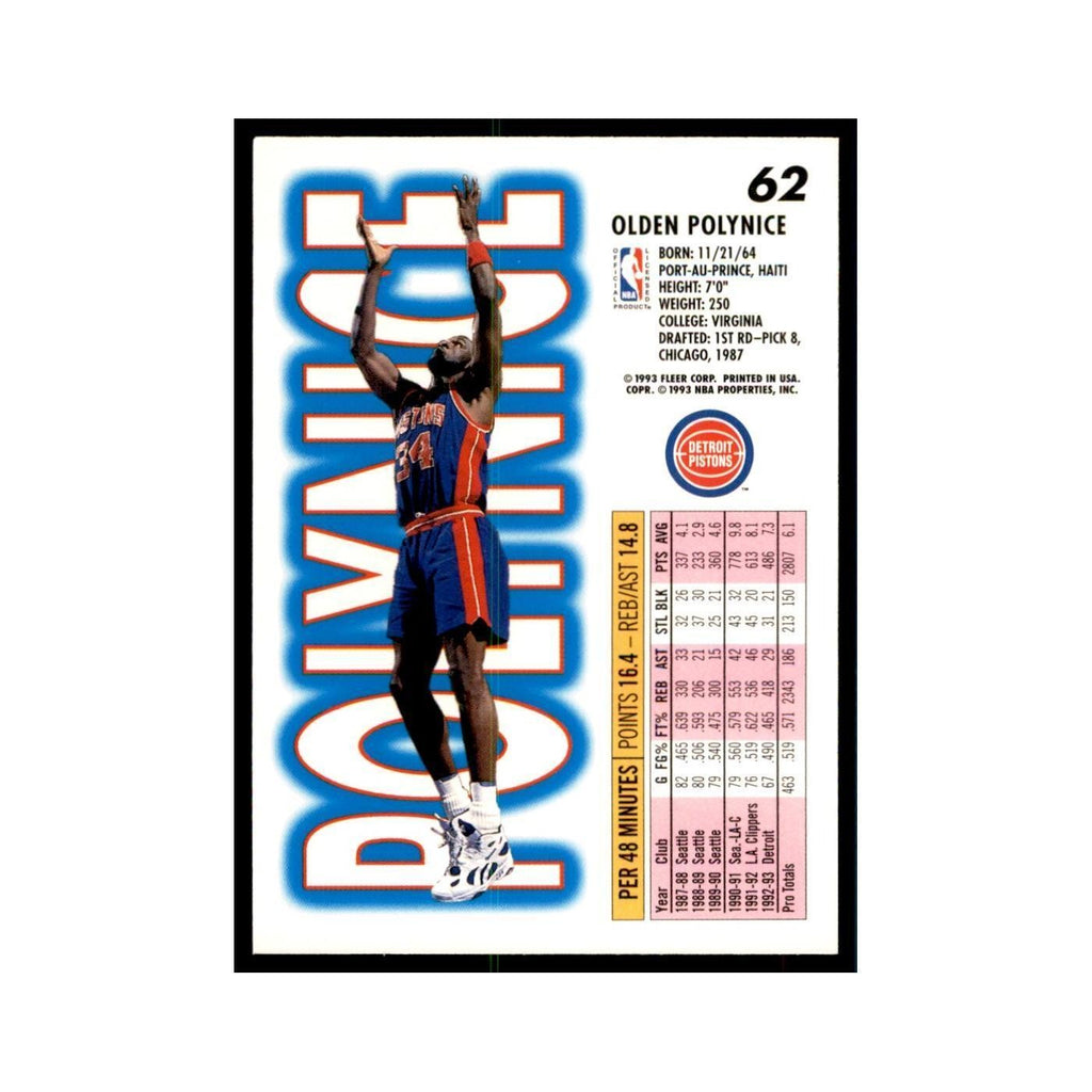1993 Fleer Olden Polynice Basketball Cards #62
