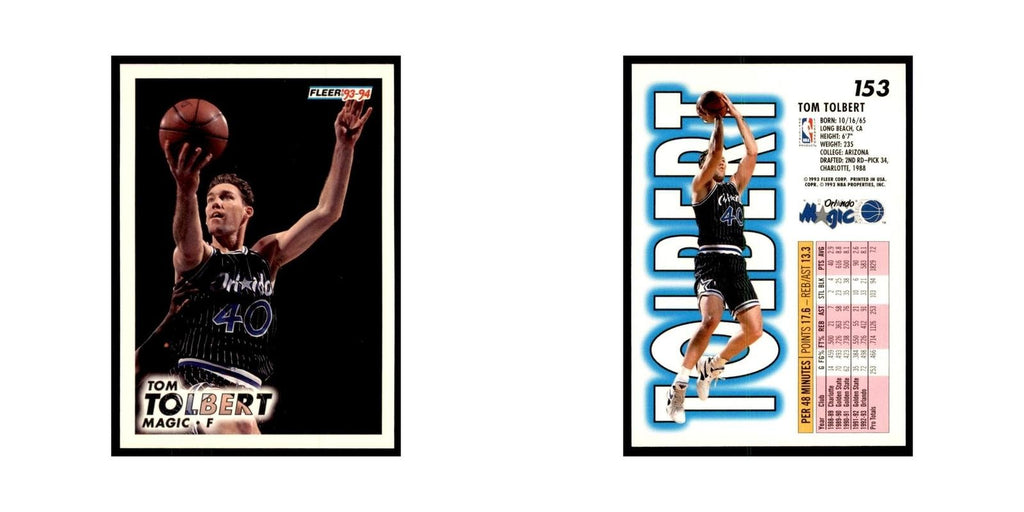 1993 Fleer Tom Tolbert Basketball Cards #153