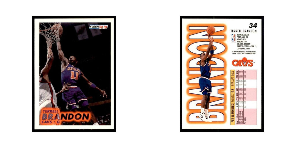 1993 Fleer Terrell Brandon Basketball Cards #34