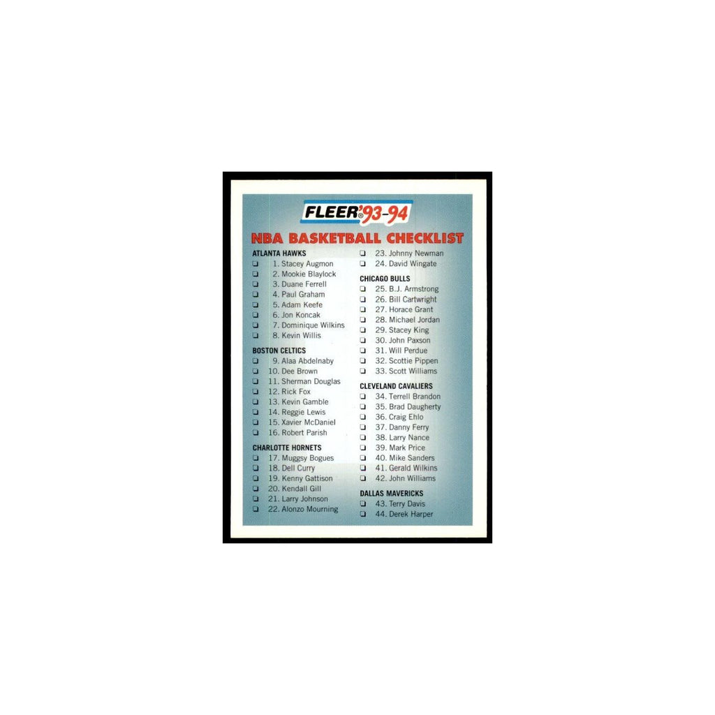 1993 Fleer Checklist Basketball Cards #238