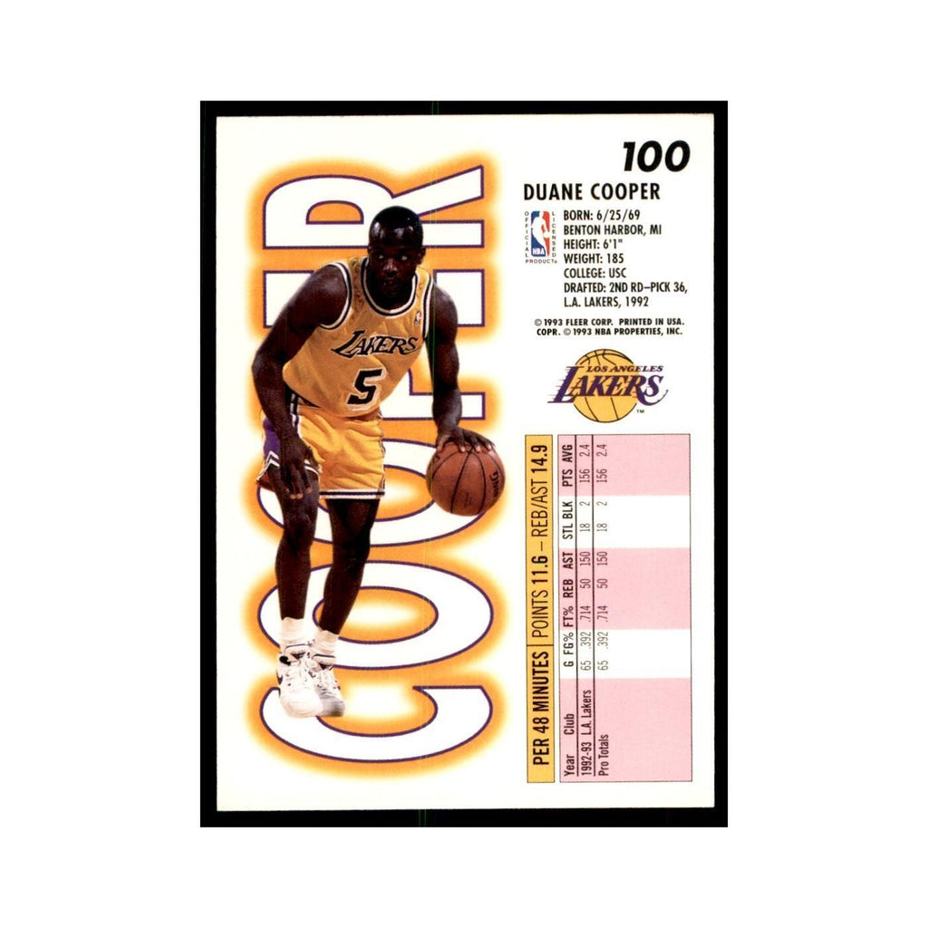 1993 Fleer Duane Cooper Basketball Cards #100
