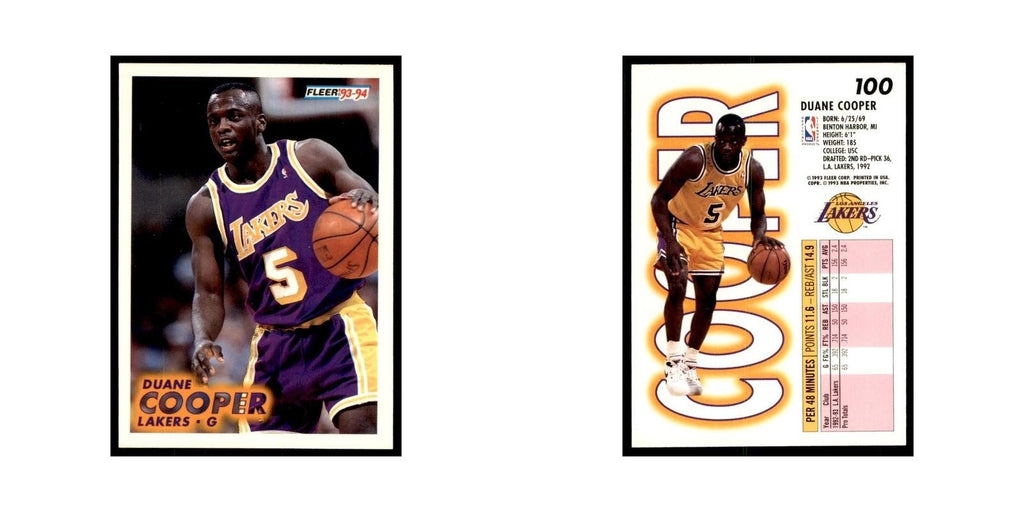 1993 Fleer Duane Cooper Basketball Cards #100