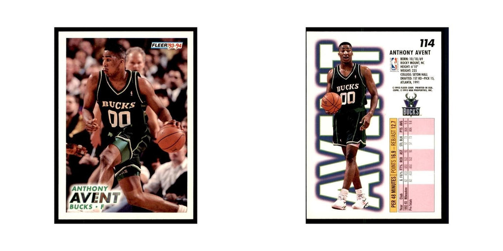1993 Fleer Anthony Avent Basketball Cards #114