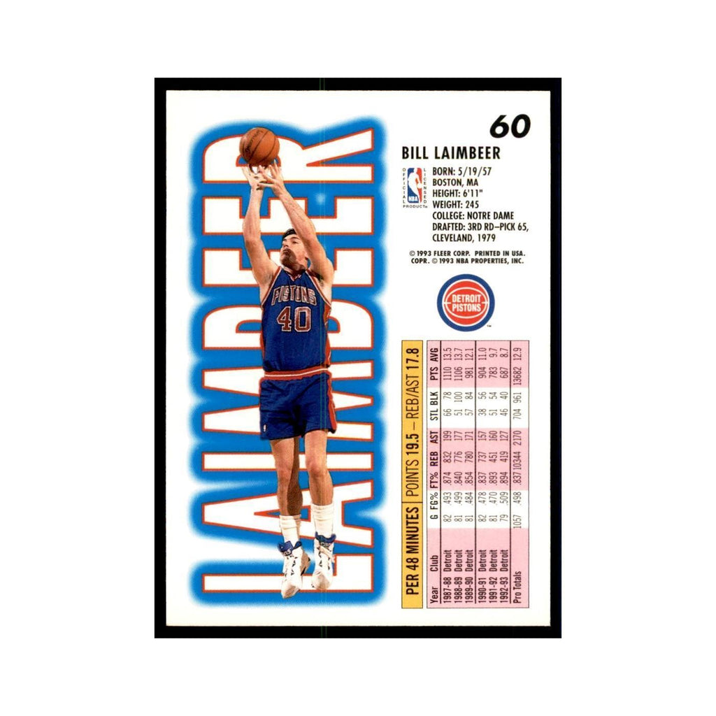 1993 Fleer Bill Laimbeer Basketball Cards #60