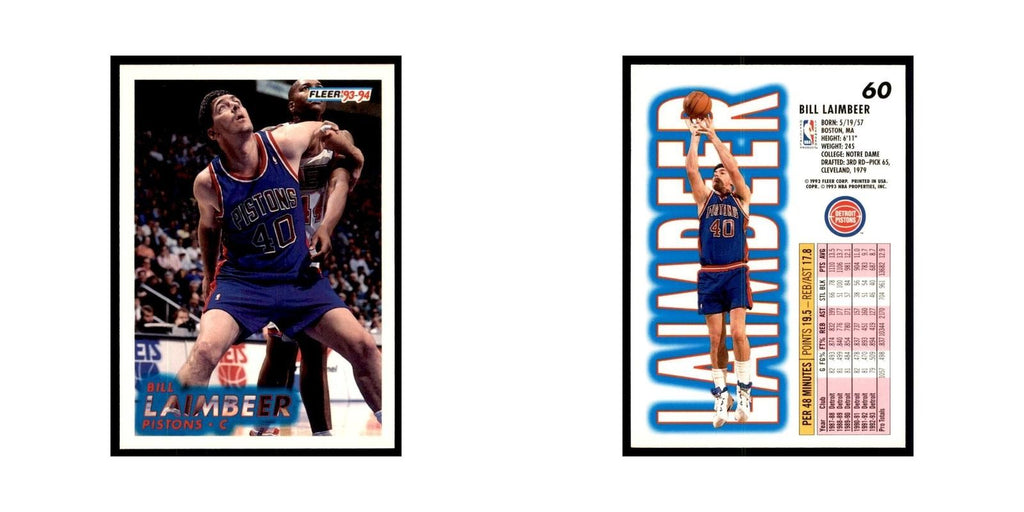 1993 Fleer Bill Laimbeer Basketball Cards #60