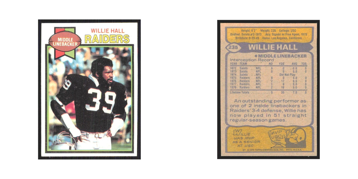 1979 Topps Willie Hall Raiders #235