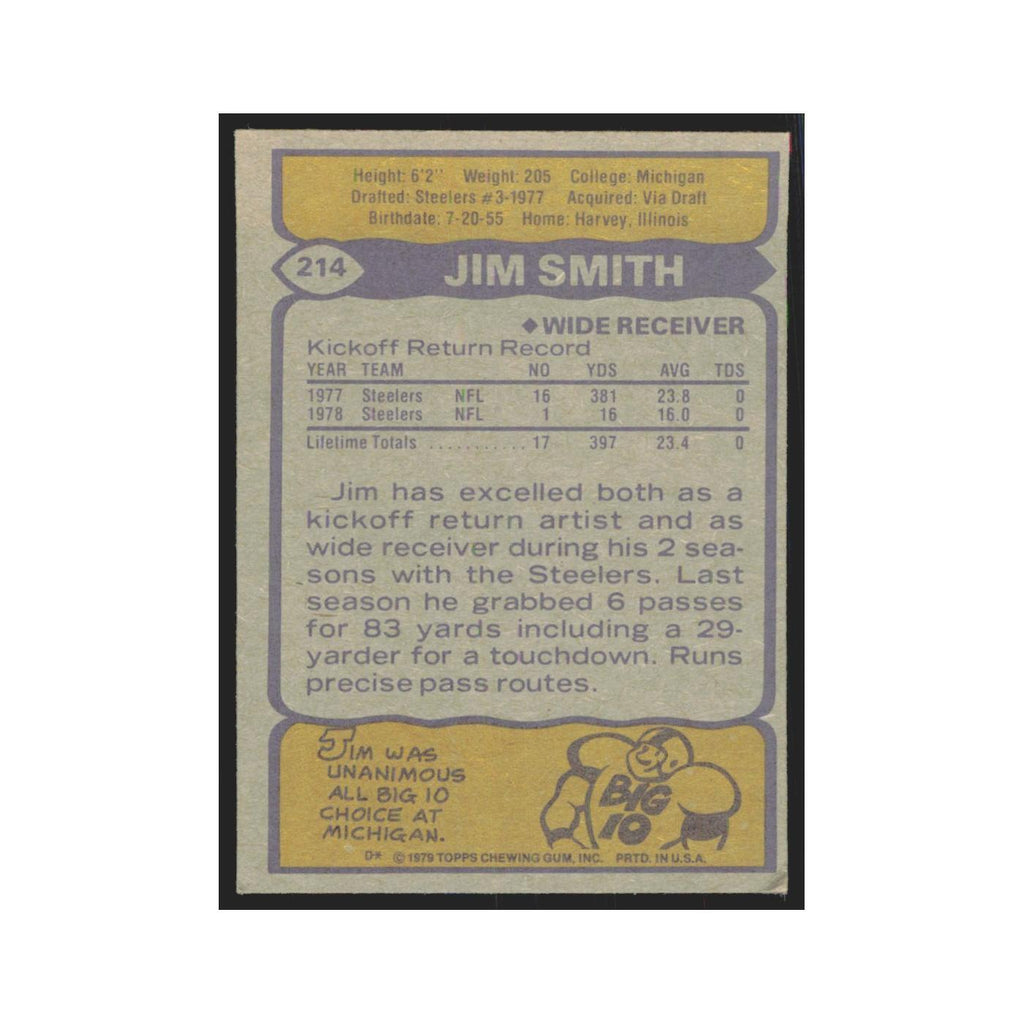 1979 Topps Jim Smith Steelers #214